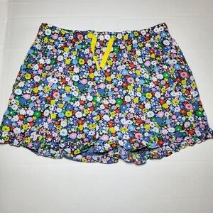 Mini Boden Floral shorts ruffles navy pockets drawstring girls Sz 9Y